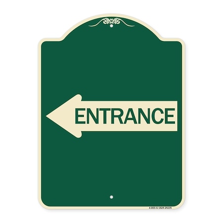 Signmission Left Arrow Entrance Heavy-Gauge Aluminum Architectural Sign, 24" H, G-1824-24235 A-DES-G-1824-24235